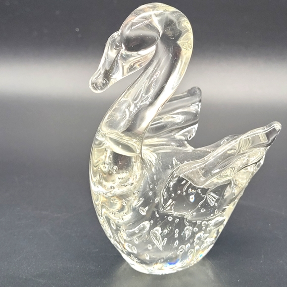 Clear Art Glass Swan With Bulicante - Picture 1 of 9